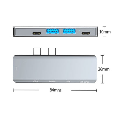 YG-2102 5 in 1 Dual USB-C / Type-C to USB Docking Station HUB Adapter, YG-2102