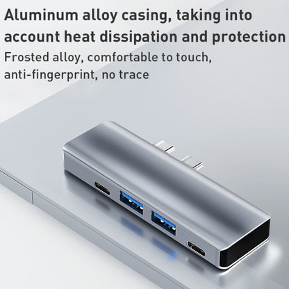 YG-2102 5 in 1 Dual USB-C / Type-C to USB Docking Station HUB Adapter, YG-2102