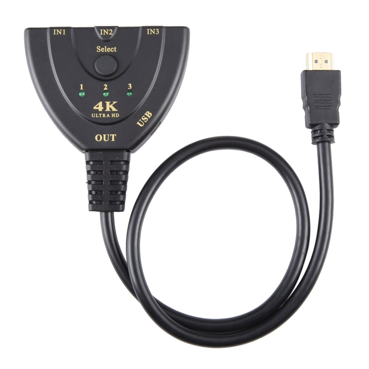 3 x 1 4K 30Hz HDMI Switcher with Pigtail HDMI Cable, Support External Power Supply, External Power Supply