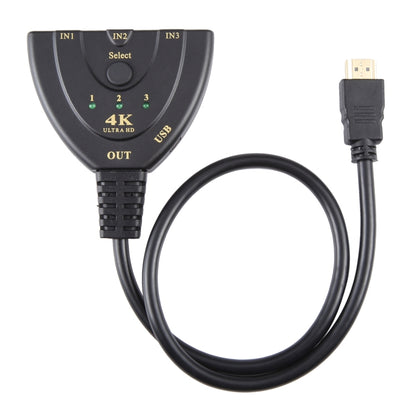 3 x 1 4K 30Hz HDMI Switcher with Pigtail HDMI Cable, Support External Power Supply, External Power Supply