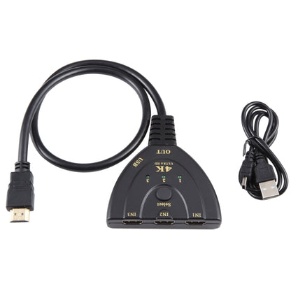 3 x 1 4K 30Hz HDMI Switcher with Pigtail HDMI Cable, Support External Power Supply, External Power Supply