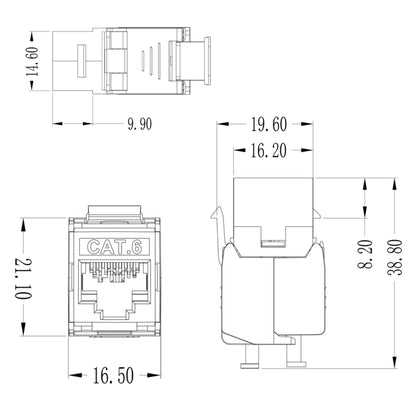 CAT6 Module Class 6 Zinc Alloy Shield Mother Block 1208XHC6, CAT6