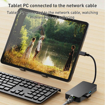 BYL-2308 6 in 1 USB-C / Type-C to USB3.2 + Gigabit Internet + HDTV HUB Adapter, BYL-2308