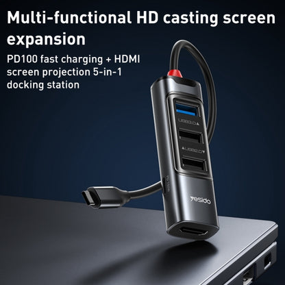 Yesido HB22 5 in 1 USB-C / Type-C Multifunction Docking Station HUB Adapter, HB22