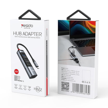 Yesido HB22 5 in 1 USB-C / Type-C Multifunction Docking Station HUB Adapter, HB22