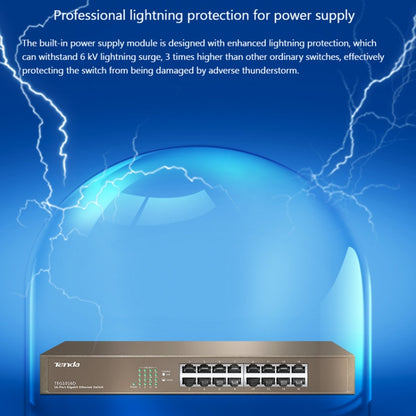 Tenda TEG1016D Desktop v6.0 16-Port Gigabit Ethernet Switch 6KV Lightning Protect, TEG1016D