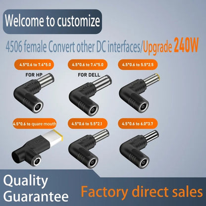 DC 4506 Female to DC 5521 Male Connector Power Adapter for HP Laptop, DC 5521