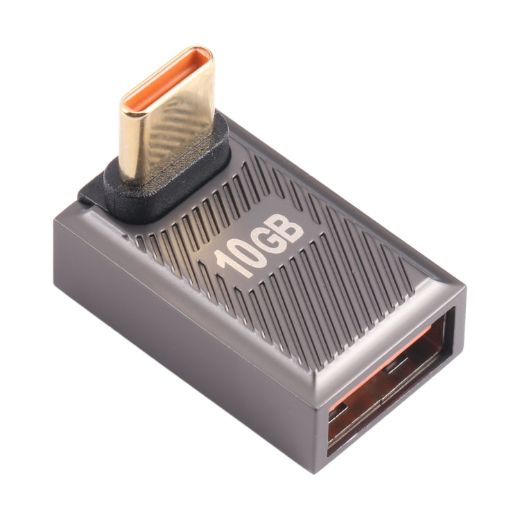 USB-C / Type-C Male to USB Female 10 Gbps 90 Degree Front Bend Charging Adapter, Type-C Male to USB Female Front Bend