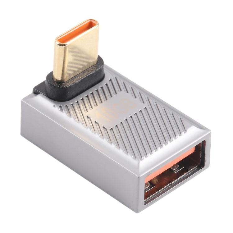 USB-C / Type-C Male to USB Female 10 Gbps 90 Degree Front Bend Charging Adapter, Type-C Male to USB Female Front Bend
