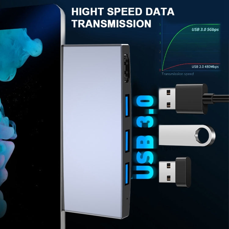 Rocketek SUR759 6 in 1 USB 3.0 / LAN / 4K HDMI / SD / TF HUB Adapter, SUR759