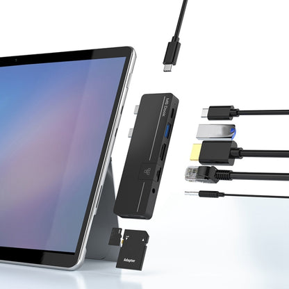 Rocketek SHX6 Multifunctional Dual Type-C Ports Expansion Dock HUB Adapter with LAN, SHX6