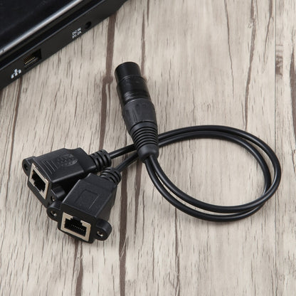 3-pin XLR Female to 2 x RJ45 Female Ethernet LAN Network Extension Cable, Cable Length: 30cm, 3-pin XLR Female to 2 x RJ45 Female