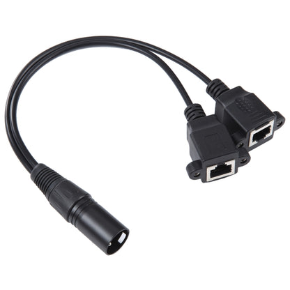 3-pin XLR Male to 2 x RJ45 Female Ethernet LAN Network Extension Cable, Cable Length: 30cm, 3-pin XLR Male to 2 x RJ45 Female