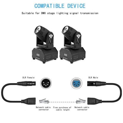 3-pin XLR Male to 2 x RJ45 Female Ethernet LAN Network Extension Cable, Cable Length: 30cm, 3-pin XLR Male to 2 x RJ45 Female