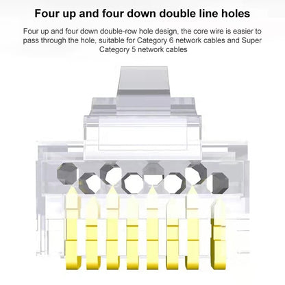 100pcs /Pack Cat6e Unshielded Pass Through RJ45 Connector Modular Plug, Cat6e UnShielded Pass Through