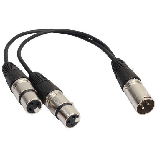 30cm 3 Pin XLR CANNON 1 Male to 2 Female Audio Connector Adapter Cable for Microphone / Audio Equipment, 1 Male to 2 Female Silver