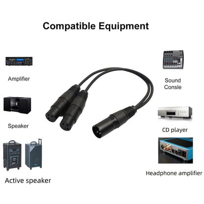 30cm 3 Pin XLR CANNON 1 Male to 2 Female Audio Connector Adapter Cable for Microphone / Audio Equipment, 1 Male to 2 Female