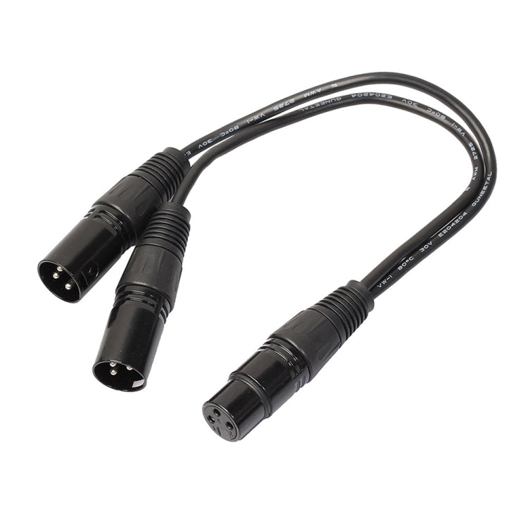 30cm 3 Pin XLR CANNON 1 Female to 2 Male Audio Connector Adapter Cable for Microphone / Audio Equipment, 1 Female to 2 Male Black