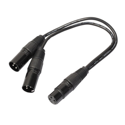 30cm 3 Pin XLR CANNON 1 Female to 2 Male Audio Connector Adapter Cable for Microphone / Audio Equipment, 1 Female to 2 Male Black