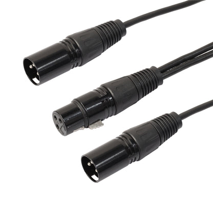 30cm 3 Pin XLR CANNON 1 Female to 2 Male Audio Connector Adapter Cable for Microphone / Audio Equipment, 1 Female to 2 Male Black