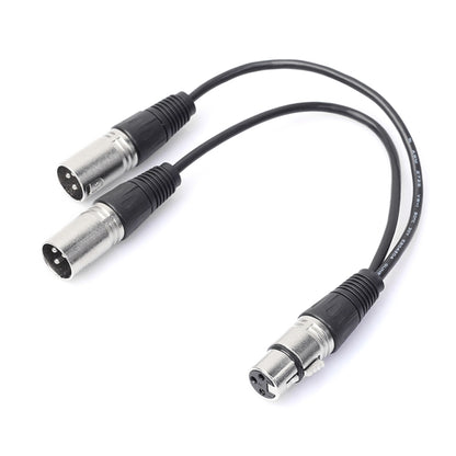 30cm 3 Pin XLR CANNON 1 Female to 2 Male Audio Connector Adapter Cable for Microphone / Audio Equipment, 1 Female to 2 Male Silver
