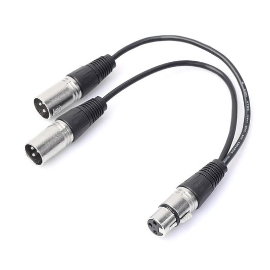 30cm 3 Pin XLR CANNON 1 Female to 2 Male Audio Connector Adapter Cable for Microphone / Audio Equipment, 1 Female to 2 Male Silver