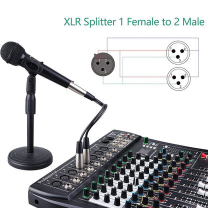 30cm Metal Head 3 Pin XLR CANNON 1 Female to 2 Male Audio Connector Adapter Cable for Microphone / Audio Equipment, 1 Female to 2 Male