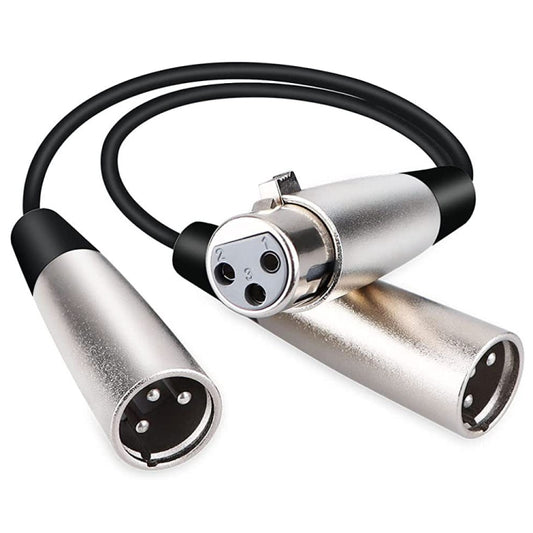 30cm Metal Head 3 Pin XLR CANNON 1 Female to 2 Male Audio Connector Adapter Cable for Microphone / Audio Equipment, 1 Female to 2 Male