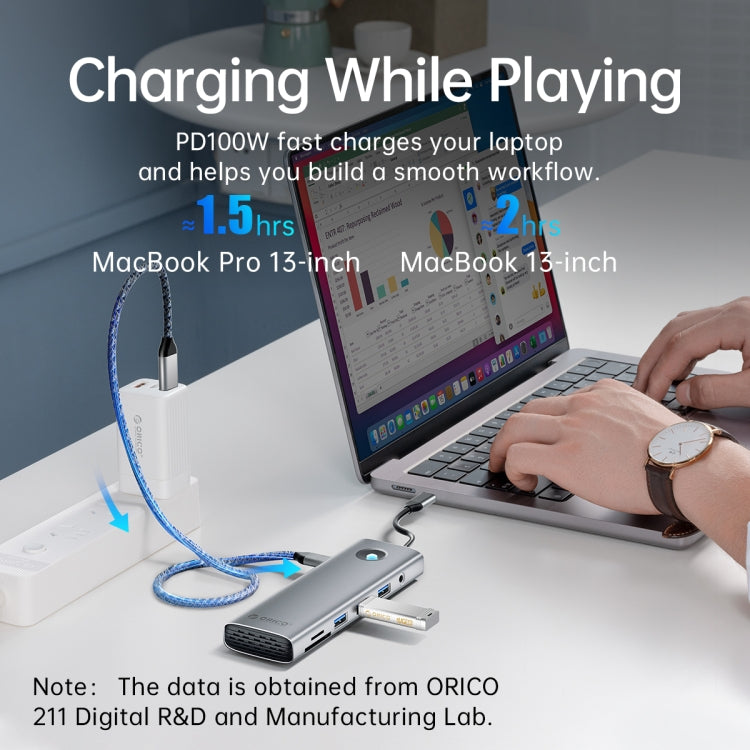ORICO PW11-8PM Type-C / USB-C 8-in-1 5Gbps Multifunction Docking Station Card Reader, PW11-8PM