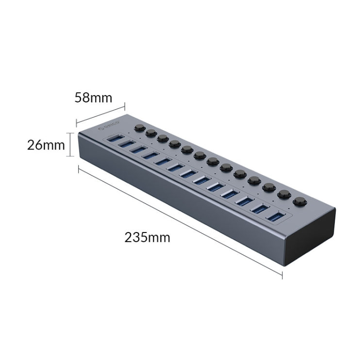 ORICO BT2U3-13AB-GY-BP Multi-Ports Individual Switches HUB, UK Plug, 13AB