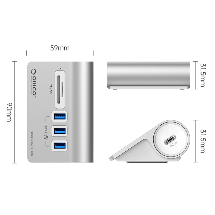 ORICO M3UT3 3-port USB 3.2 HUB with Card Reader, M3UT3