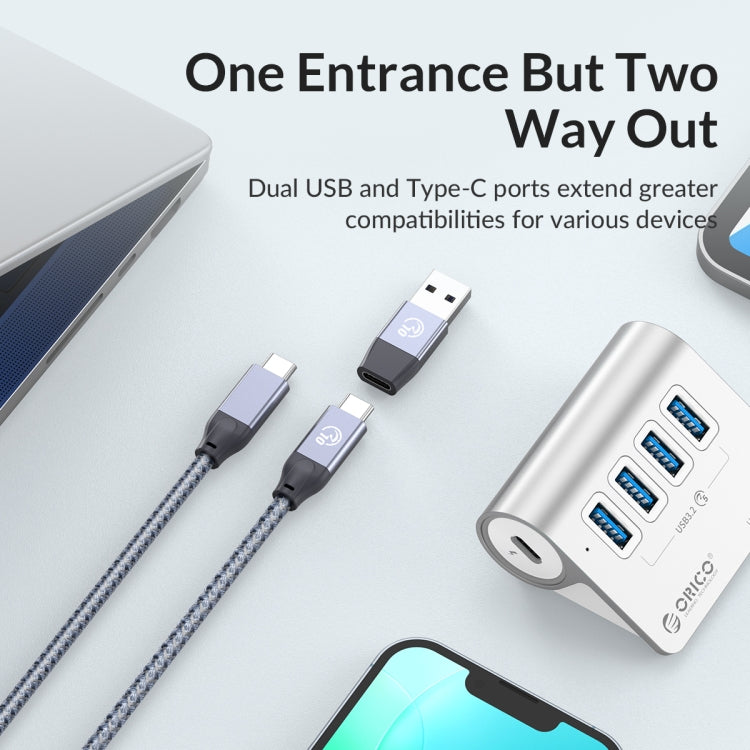ORICO M3U4 Aluminum Alloy 4-Port USB 3.2 Gen1 5Gbps HUB, M3U4 5Gbps