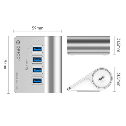 ORICO M3U4 Aluminum Alloy 4-Port USB 3.2 Gen1 5Gbps HUB, M3U4 5Gbps