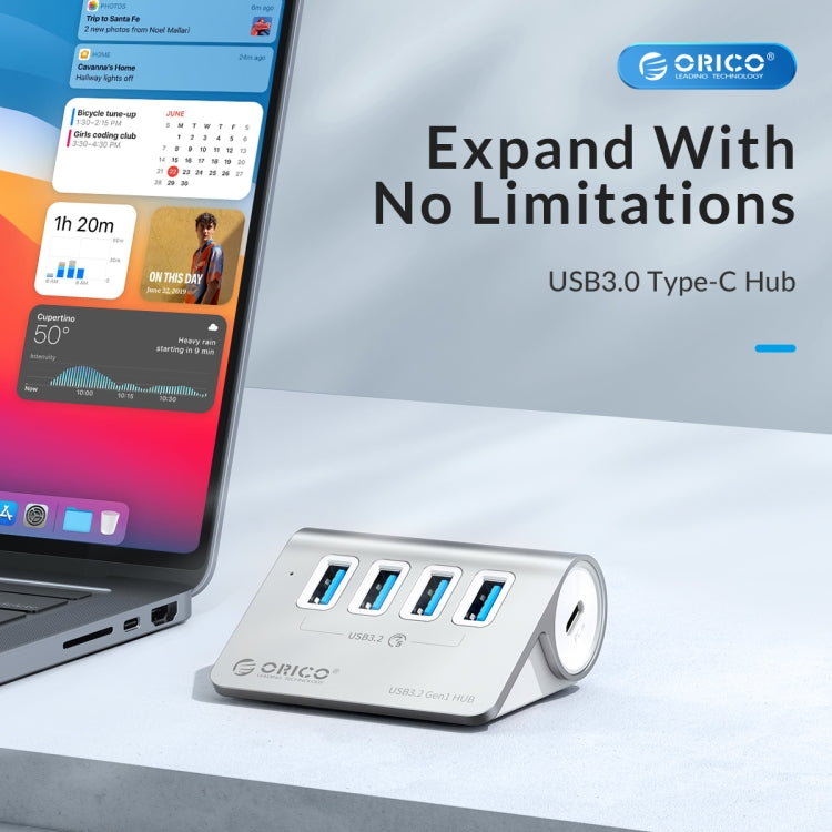 ORICO M3U4 Aluminum Alloy 4-Port USB 3.2 Gen1 5Gbps HUB, M3U4 5Gbps