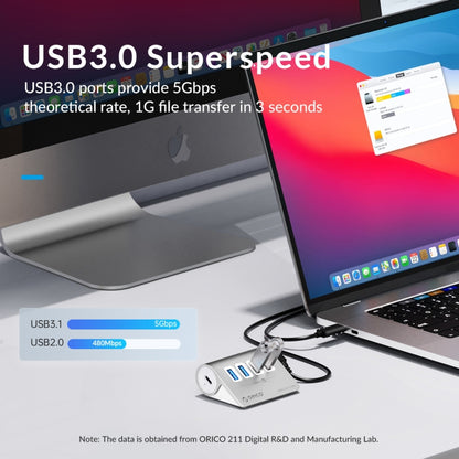 ORICO M3U4 Aluminum Alloy 4-Port USB 3.2 Gen1 5Gbps HUB, M3U4 5Gbps