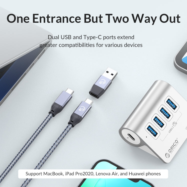 ORICO M3U4 Aluminum Alloy 4-Port USB 3.2 Gen1 10Gbps HUB, M3U4 10Gbps