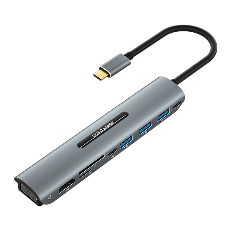 V216 9 in 1 USB-C / Type-C to PD + 3 x USB 3.0 + USB-C / Type-C + SD + TF + HDMI + VGA HUB Adapter, V216