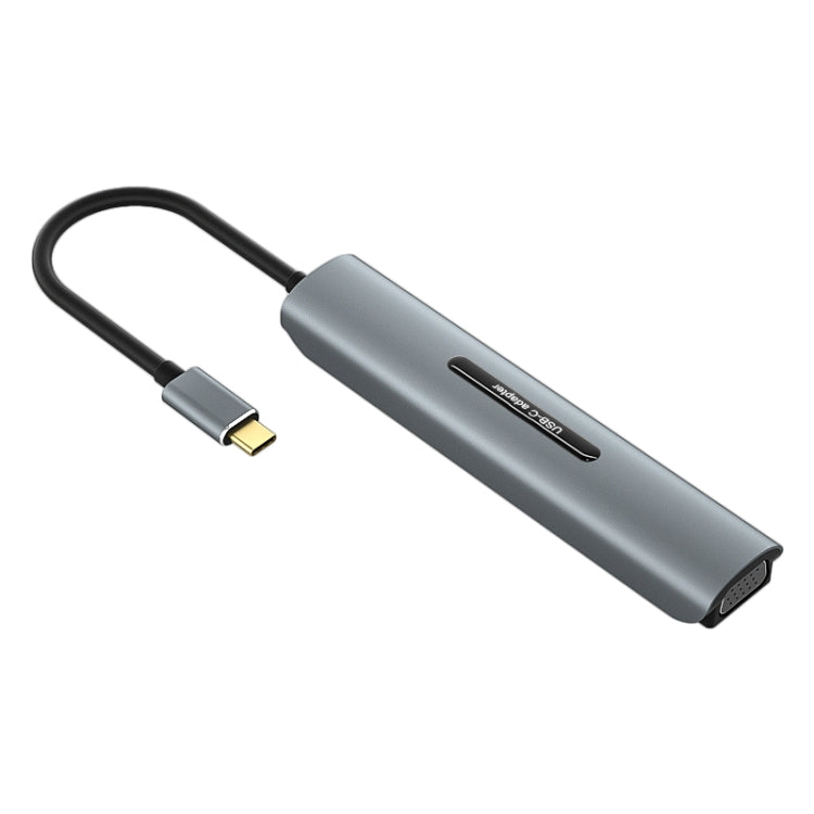 V216 9 in 1 USB-C / Type-C to PD + 3 x USB 3.0 + USB-C / Type-C + SD + TF + HDMI + VGA HUB Adapter, V216