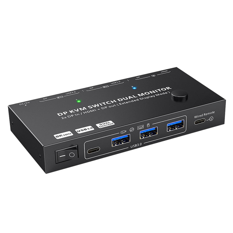 KC-KVM212DH 4K 60HZ USB3.0 DP Dual Display KVM Switcher with MST Dual Screen Extension Replication, KC-KVM212DH