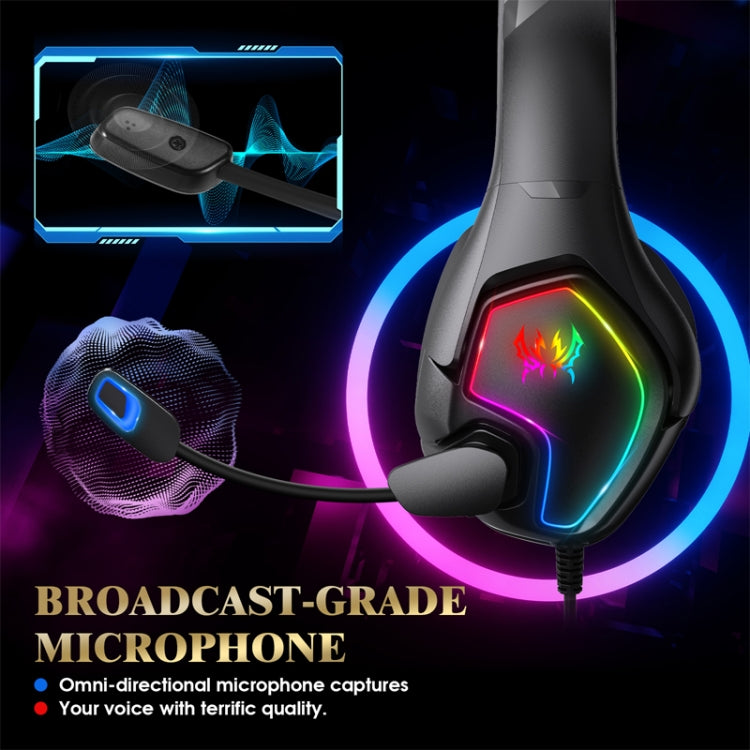 KOTION EACH G3000 3.5mm & USB Plug Stereo RGB Light Gaming Headset with Omni-directional Mic, Cable Length: 1.9m, G3000
