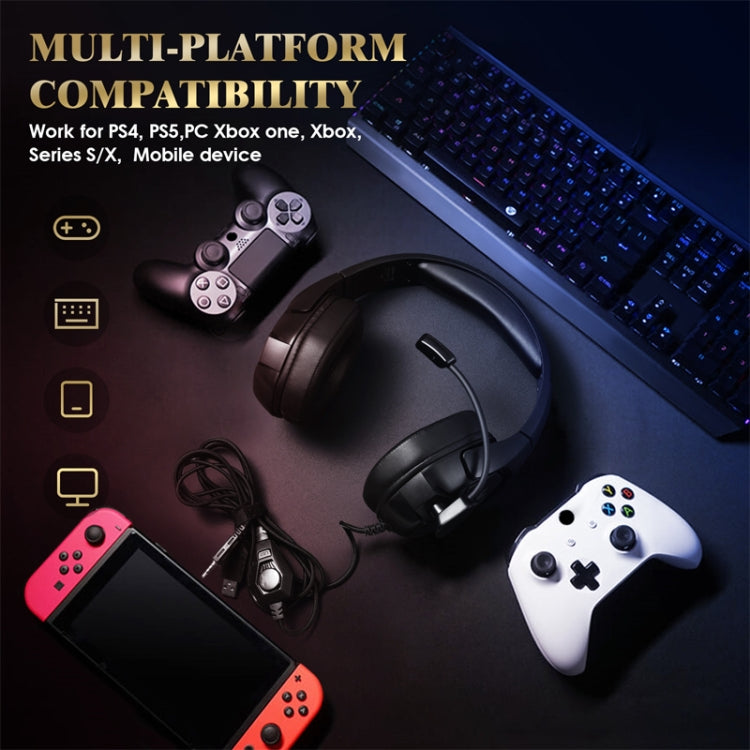 KOTION EACH G3000 3.5mm & USB Plug Stereo RGB Light Gaming Headset with Omni-directional Mic, Cable Length: 1.9m, G3000