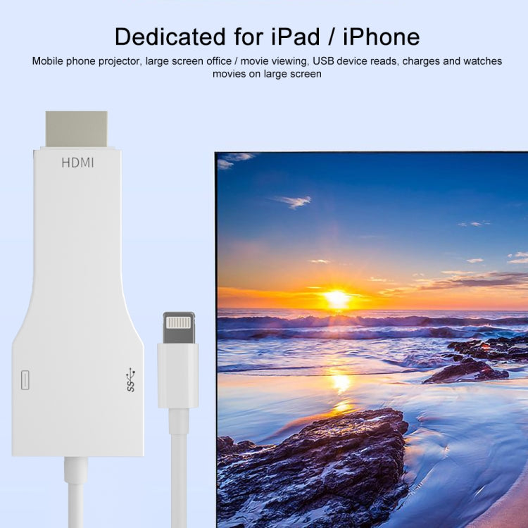 NK-1078 8 Pin to HDMI Male + USB Female Adapter Cable, Length：1m, NK-1078