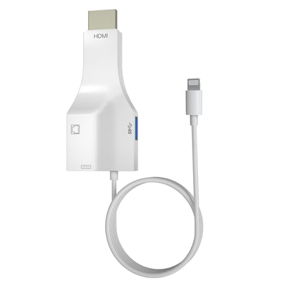 NK-1079 8 Pin to HDMI Male + USB Female + RJ45 Female Adapter Cable, Length：1m, NK-1079