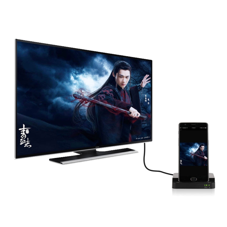 9138 6 in 1 USB-C / Type-C to 4K HDMI + 2 x USB 3.0 + Type-C + SD / TF Card Reader Multifunctional HUB Docking Station with Holder