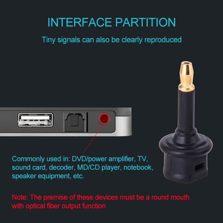EMK Square Port to Round Port Conversion Head Optical Fiber Adapter Audio Adapter, Square Port to Round Port
