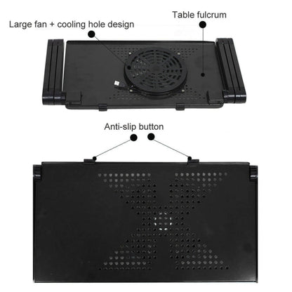 Portable 360 Degree Adjustable Foldable Aluminium Alloy Desk Stand with Cool Fans & Mouse Pad for Laptop / Notebook, with Mouse Pad & Cooling Fan