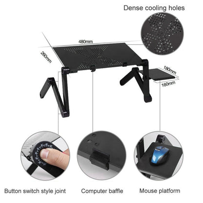 Portable 360 Degree Adjustable Foldable Aluminium Alloy Desk Stand with Cool Fans & Mouse Pad for Laptop / Notebook, with Mouse Pad & Cooling Fan