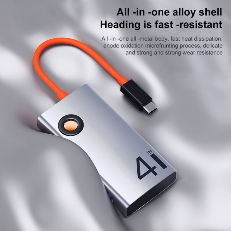 ROCK TR25 4 in 1 USB-C / Type-C to USB 3.0x4 Portable Multifunctional HUB Docking Station, TR25