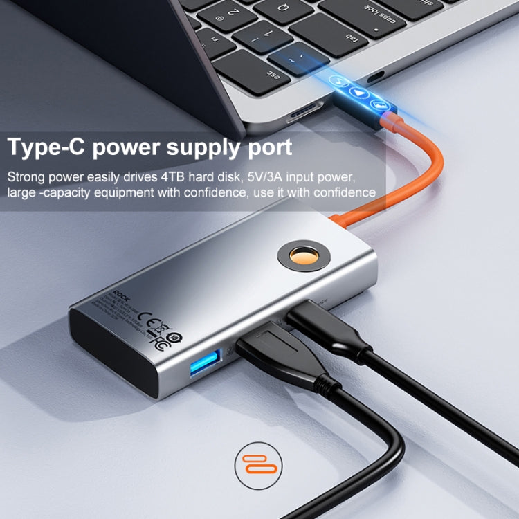 ROCK TR25 4 in 1 USB-C / Type-C to USB 3.0x4 Portable Multifunctional HUB Docking Station, TR25