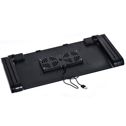 Portable 360 Degree Adjustable Foldable Aluminium Alloy Desk Stand with Double CPU Fans & Mouse Pad for Laptop / Notebook, with Mouse Pad & 2 Cooling Fan